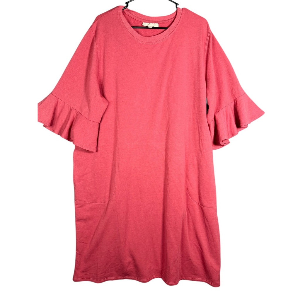 Woman Within Pink Ruffle Sleeve Pocket Dress Plus Size 18 20 Coverup‎ Casual
